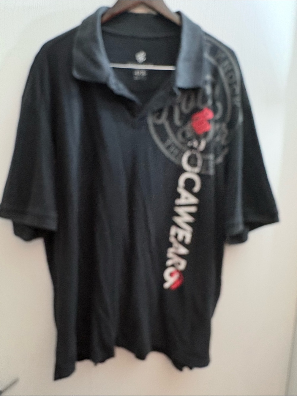 🔥🏷️Rocawear Classic Polo Shirt Mens 4XB Big Tall Black Graphic Roc The Hustle